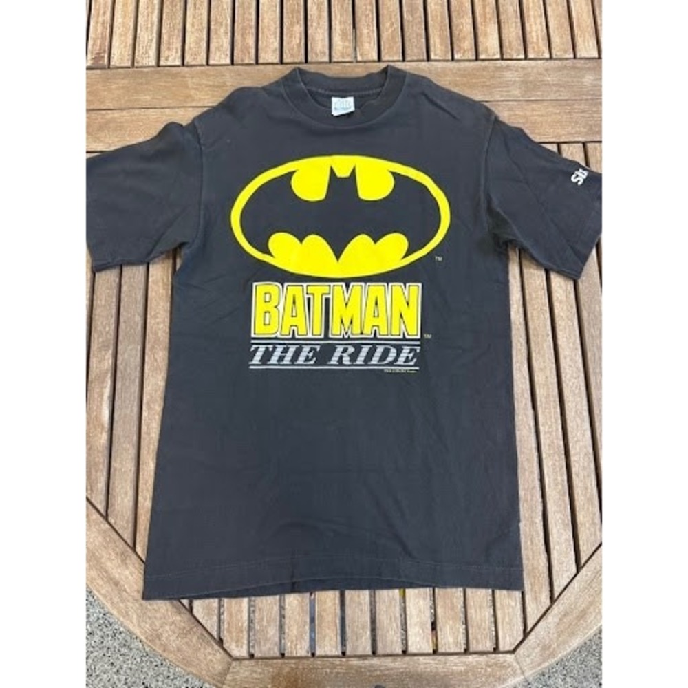 Vintage 1994 Six Flags Batman The Ride T-Shirt DC Comics Black M USA